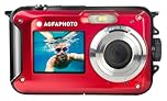 AGFA PHOTO Realishot WP8000 - Fotocamera Digitale Impermeabile, 24 MP, Video Full HD, Doppio Schermo LCD, Zoom Digitale 16x, Stabilizzatore Digitale, Batteria al Litio - Rosso