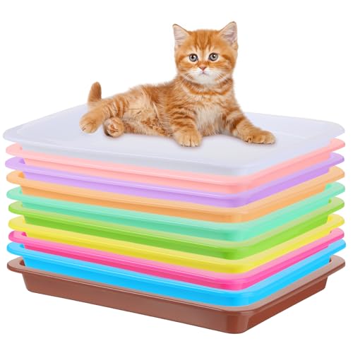 Lallisa 10 Pcs Small Litter Box for Kittens 9.65'*7.28''*0.98'' Plastic Portable Small Cat Litter...