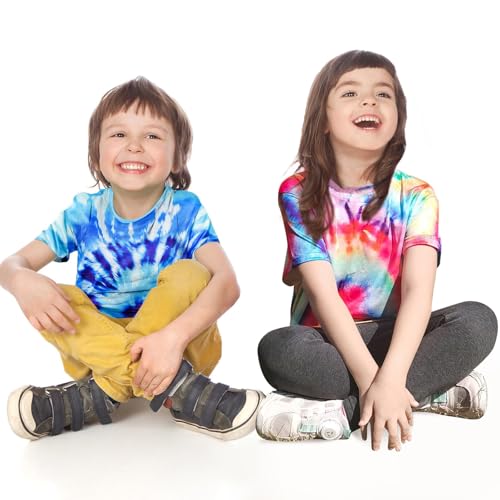 Image of Boys Tie Dye Shirts 3-12 Years Hippies Crewneck Kids Short Sleeve Tee