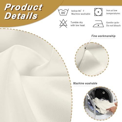 Fixwal 2 Pack Ivory 70 x 120 Inch Rectangle Tablecloths, Reusable Heavy Duty Washable Polyester Table Covers for 6-8 Ft Tables, Wedding, Bridal Shower, Boho Party, Outdoor, Picnic by Fixwal - Used condition - Image 4