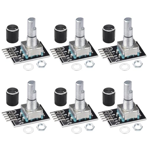 JTAREA KY-040 Rotatory Encoder Módulo 360 Grados Codificador Giratorio con Tapa de Perilla de 15 * 16,5mm Rotatorio Encoders Module(6 Piezas)
