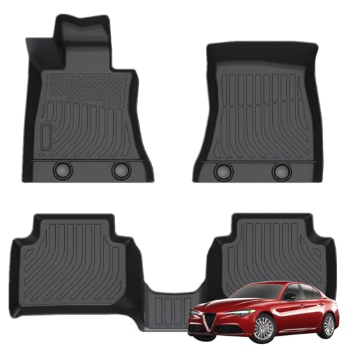 Priprilod Floor Mats Fit for Alfa Romeo Giulia Sedan RWD 2017-2024 All Weather Protector TPE Floor Liners Custom Fit Car Mats Non-Slip，Only Sedan RWD