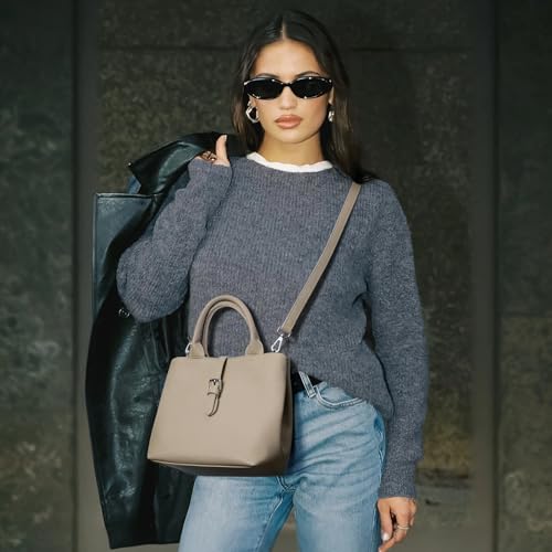 Image of BOSTANTEN Satchel Bag for Women- Adjustable Shape, 3-Way Carry Convertible Vegan Leather Tote for Work Travel
