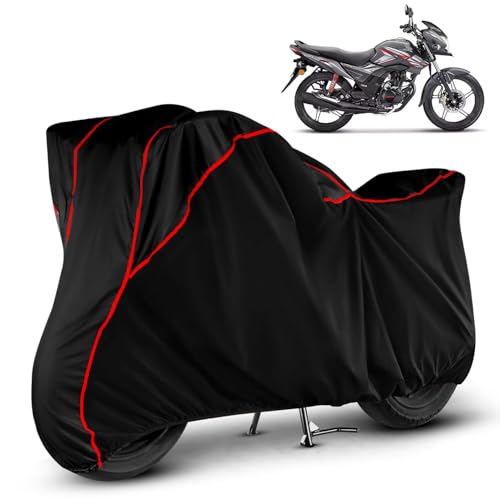 Image of DAXO Waterproof Bike Cover for Honda CB Shine | All Weather Protection from Rain, Dust, Sun & Scratches | Black Red Piping | Universal Fit for All Bike & Scooty | CB Shine Bike Cover