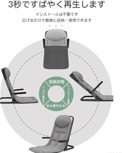 Kovwenz 怠惰なソファ 畳 シングル 折りたたみベッド 背もたれ 座クッション 出窓 小型ソファ 5段階調節 折りたたみ収納 肘掛け付き どこでも置ける コンパクト 軽量 ゲーム 高齢者 妊婦 リクライニング ベッド代用 (A) [5]