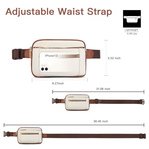 Image of Telena Fanny Packs for Women Cross Body Leather Belt Bag Fashionable with Adjustable Strap, 1-Beige Brown, One Size