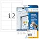 HERMA 4574 Wetterfeste Folienetiketten ablösbar, 20 Blatt, 97 x 42,3 mm, 12 pro A4 Bogen, 240 Stück, selbstklebend, bedruckbar, matt, blanko Klebeetiketten Aufkleber aus Folie, weiß