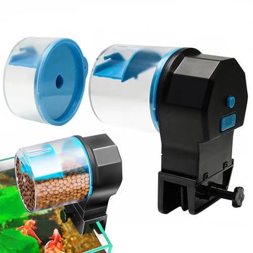 Mangiatoia automatica per pesci da 210 e 100 ml con timer 8/12/24 ore, dispenser automatico per mangiatoia per pesci a batteria per acquari in vasca, vacanze in stagno