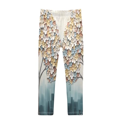 Bolaz Toddler Girls Leggings Printed Yoga Pants Leggings Watercolor Flower Tree for Kids