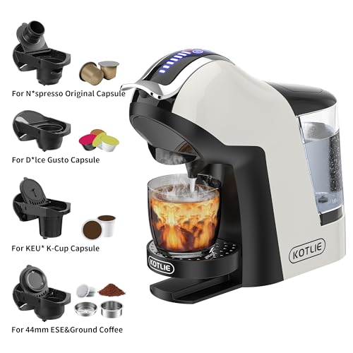 Image of KOTLIE 5 in 1 Capsule Coffee Maker, Single Cup Coffee Maker for Many Different Types Of Coffee Capsules, 33Oz Water Tank,308A (White)