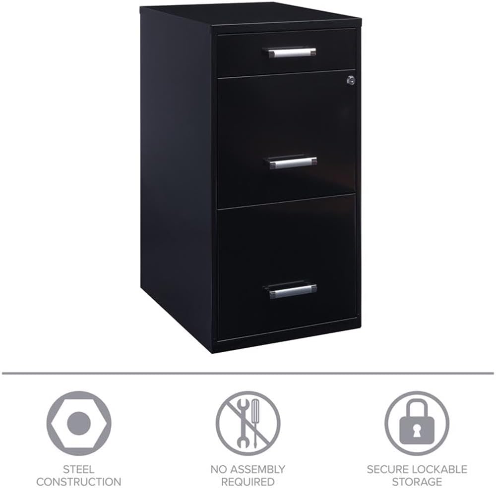 Scranton & Co Set of 2 18" D 3-Drawer Metal Filing Cabinet with Pencil Drawer