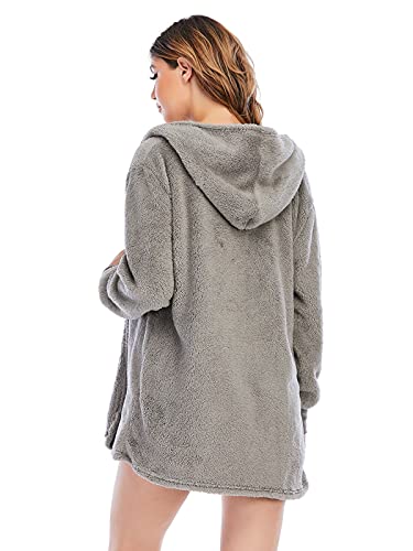 Famnbro Womens Sexy Fuzzy 3 Piece Outfits Fleece Warm Hooded Cardigan Crop Top Shorts Set Pajamas Loungewear