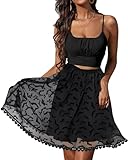 Tangduner Women Sheer Mesh Midi Skirts Goth Halloween Bat Printed Black Lining Elastic High WAIS A-Line Swing Skirts