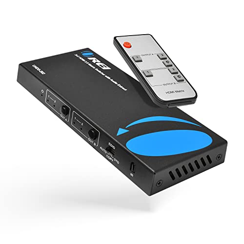 OREI Przełącznik matrycowy HDMI 4K 2 x 2, przełącznik 18G UltraHD obsługuje do 4K przy 60Hz i 1080P IR EDID HDCP 2. - pilot zdalnego sterowania (UHDS-202)