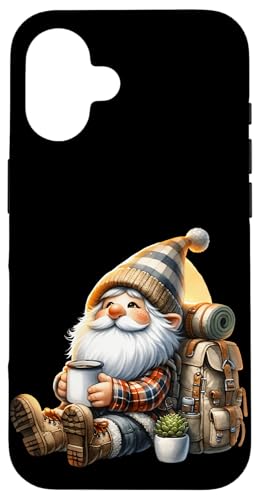 Funny Hiker GNOME Dad with Hiking Coffee Pot for Camping Coque pour iPhone 16