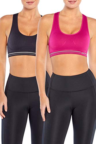 Marika Women's Kelly Seamless Sports Bra-2 Pack, Black/Festival Fuchsia, Medium #TOP1
