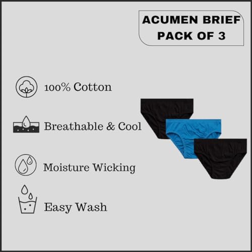 Image of Acumen Men's Underwear Briefs 3-Pack - 100% Combed Cotton, Anti-Bacterial Technology - Premium Ultrasoft Waistband