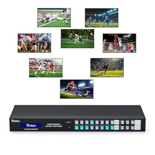 Image of 1U Rackmount 8x8 HDMI Matrix Switch - 4K@30Hz with Downscale, 3.5mm Audio De-embedding, RS232 & LAN Control, EDID & HDCP Support, Web GUI, IR Remote