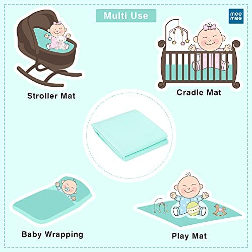 Mee Mee Reusable Water Proof Cotton Bed Protector Sheet/Extra Absorbent Mat/Dry Sheets/Urine Sheet/Dry Mat (140CmX220Cm) (X-Large, Green) - Image 5 thumbnail