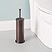 Home Basics Steel Toilet Bowl Brush and Holder with Bronze Finish Durable Bathroom Cleaning Tool with Tapered Nylon Head and Splash Guard | Removable Inner Bucket