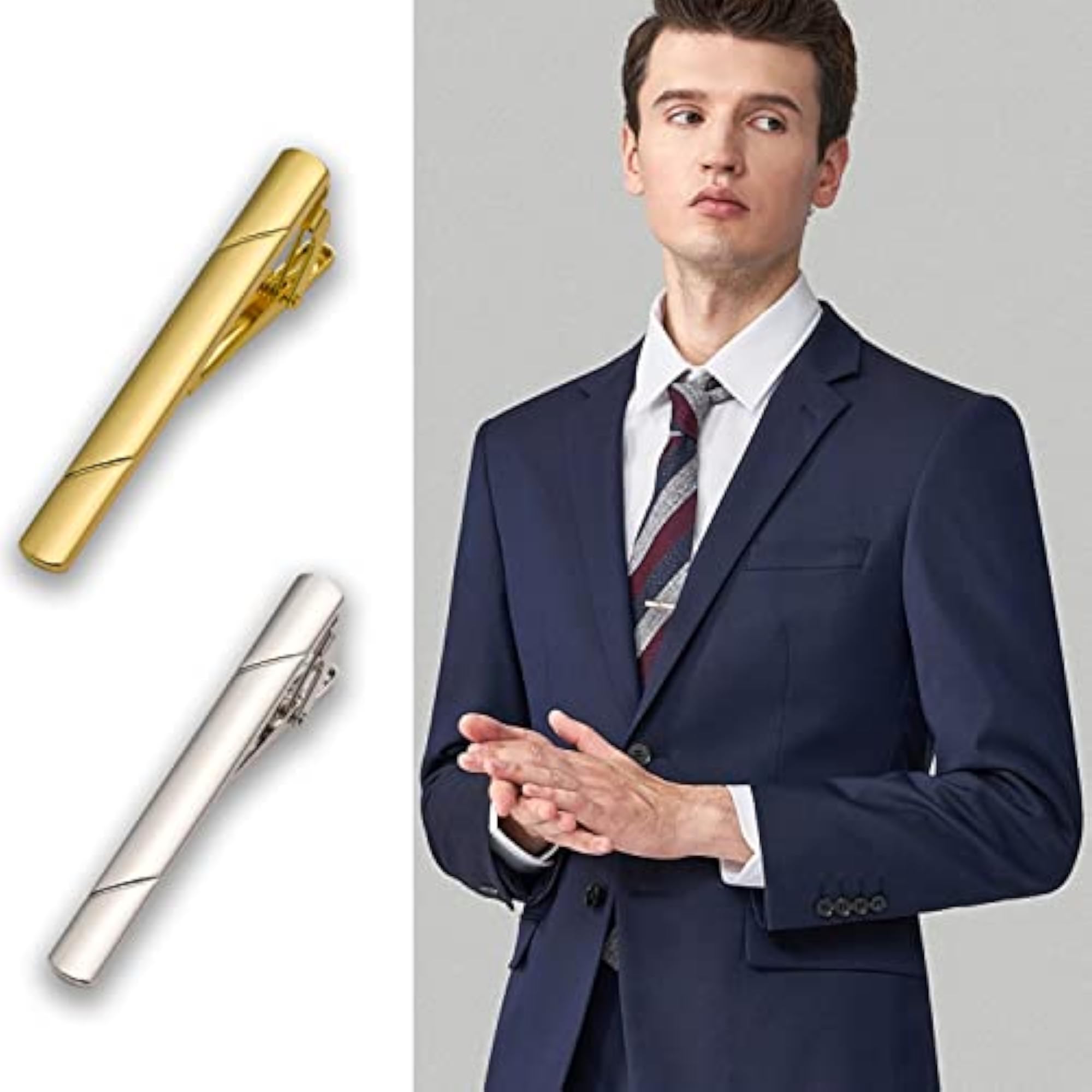 4pcs Tie Clips for Men, Tie Clip Tie Bar Set
