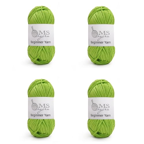 Image of 200g Beginner-Friendly Yarn for Crocheting and Knitting, 4 Pack 320 m Worsted-Weight Medium #4; Easy-to-See Stitches with No Splitting Soft & Thick Yarn for Amigurumi and DIY Projects- Avocado Green