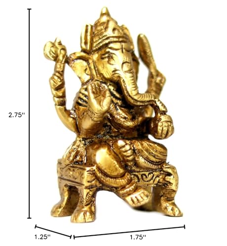 Estatua de Lord Ganesha de latón para decoración miniatura 5