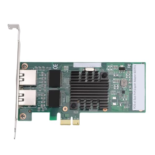 Zyyini PCIE Tarjeta de Red, Doble Puerto Gigabit RJ45 10/100/1000Mbps PCIE 2.0 X1 Adaptador con Controlador 82575, para Windows 11 10 8.1 7 Vista Linux, para Windows Server