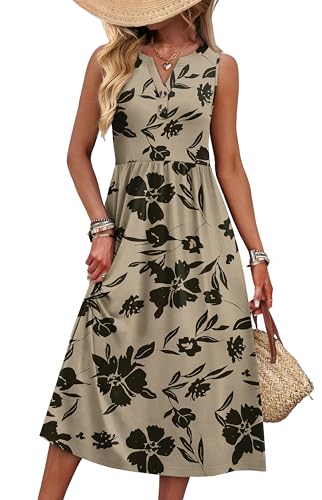 WIHOLL Plus Size Dress for Women 2026 Summer Swimsuit Dresses V Neck Button Up Tank Casual Dress L