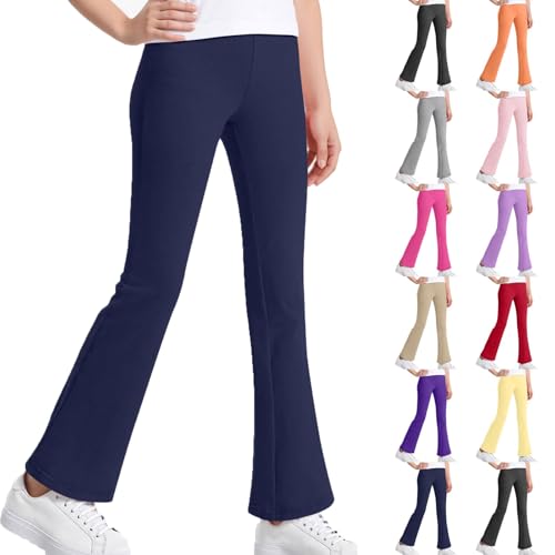 Girls Uniform Pants Kids Girl High Waisted Stretchy Flare Dress Pant Bell Bottom Yoga Leggings Teens Preppy Clothes