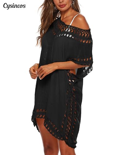 Cysincos Womens Swimsuit Cover Up Hollow Out Swimwear Beach Bathing Suit Bikini Coverups2