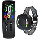 Meloive Collar de Adiestramiento para Perros,Collar Recargable con Rango de Control Manual 3000 Metros,4 Modos de Adiestramiento Efectivos Luz LED/Sonido/Vibración/Fuerte Vibración