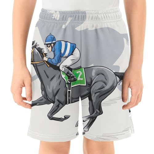 CHIFIGNO Horse Racing Youth Boys Thick Summer Clothes Boys Running Shorts with Pockets with Pockets XS2
