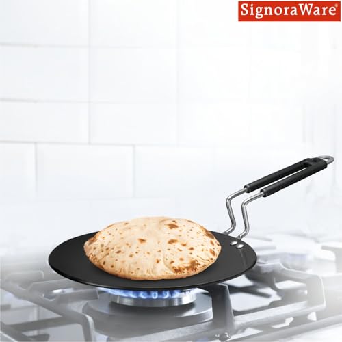 Image of Signoraware Opulent Concave Non Stick Roti Tawa | Gas & Induction Compatible | Prevent Sticking & Burning | Best for Everyday Use | Ideal for Making Chapatis, Dosa, Paratha & Pancakes (25cm | Steel)
