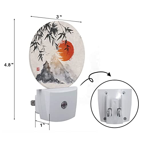 Axayaz Bamboo Night Light Trees Sun And Mountains Chinese Painting Plug In Night Lamp Auto Sensor Energy Efficient Dusk To Dawn Led Home Decor #TOP1