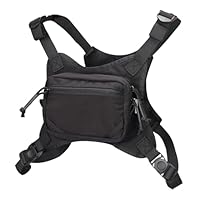 MGFLASHFORCE Sport Brusttasche Herren leichte EDC-Brusttasche Laufweste, Handyhalterung für Wandern, Workout, Angeln, Radfahren, Motorrad (Schwarz)