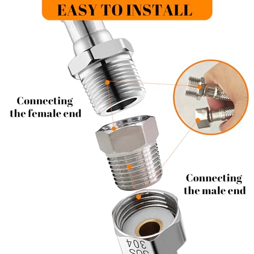 Gadoutcover 2 Pcs Stainless Steel Bushing 3/4\" Male to 1/2\" Female, 3/4\" to 1/2\" Reducer NPT Adapter Hex Stainless Steel Reducing Pipe Adapter Fitting Pipe Tube Adapter Convert - Thumbnail 7
