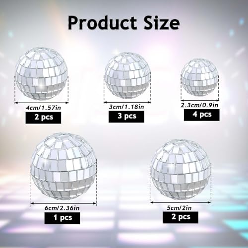ZEYIYER 12PCS Disco Ball Cake Topper, Disco Ball Decorations, 70\'s Disco Cake Topper, 5 Sizes Disco Balls Disco Party Supplies for Disco Bachelorette Party Birthday Christmas Decorations - Thumbnail 2