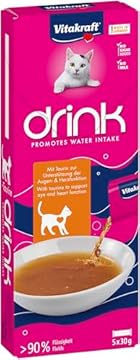 Vitakraft Bevande, snack per gatti liquido, spuntino per gatti per equilibrato equilibrio dei liquidi, con pollo, in bustine singole, senza aggiunta di zucchero (1 confezione da 5 x 30 g)