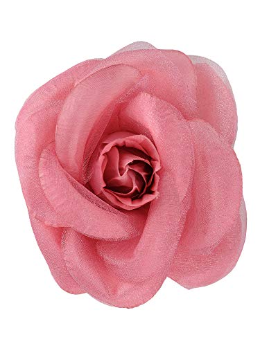 Image of Women's Multifunction Rose Flower Sheer Petal Brooch Pin Hair Tie Clip
