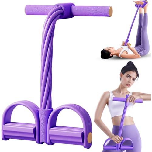 Image of 4 Tube Pedal Resistance Band for Exercise, Fitness Pull Rope Tummy Trimmer for Home Workout, Yoga & Strength Training Equipment for Men and Women - Elastic Sit Up Bar Body Toner
