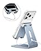 OMOTON Adjustable Cell Phone Stand, Aluminum Desktop Cellphone Stand with Anti-Slip Base and Convenient Charging Port, Fits All Smart Phones, Light Blue