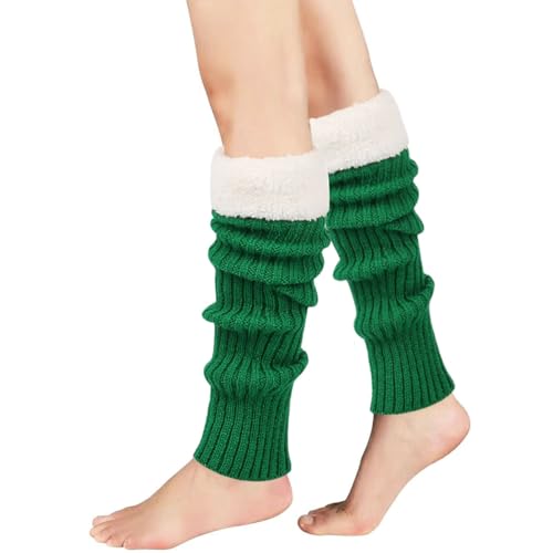 Image of Winter Leg Warmers for Women and Girls Warm Knitted Socks Knitted Wool Crochet Long Boot Socks New Year's Day Socks Christmas Socks