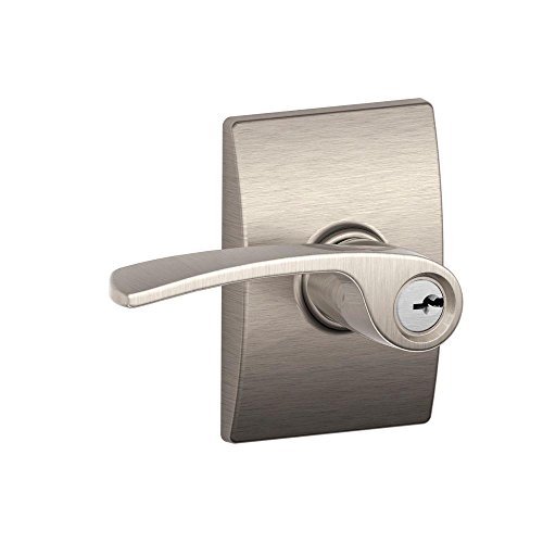 SCHLAGE F51A MER 619 CEN Merano Lever with Century Trim Keyed Entry Lock, Satin Nickel