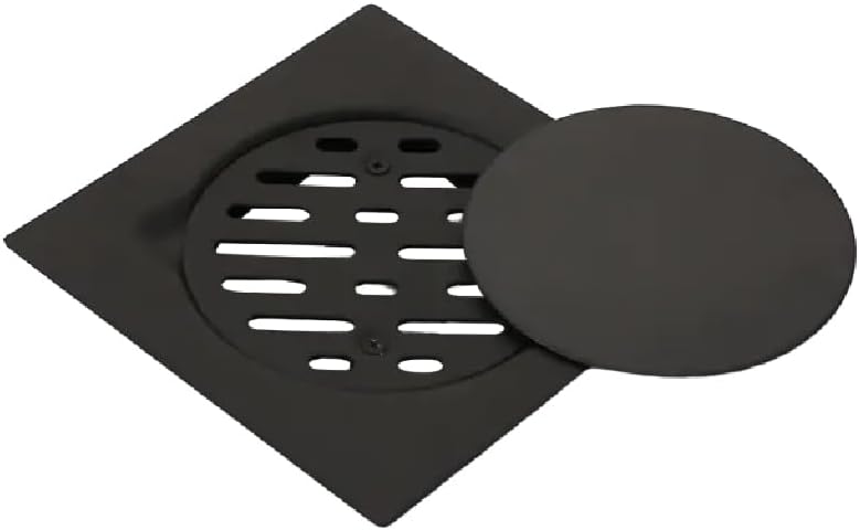 Biella Modern Matt Black Stainless Steel Floor Drain โ 150mm x 150mm | Quick Drainage with Hair Strainer for Bathroom, Kitchen, and Toilet