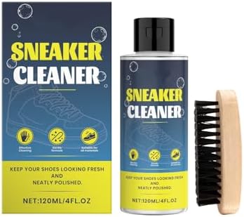 Portable Shoe Cleaning Kit: 120ml Cleaner Bottle and Wooden Brush...