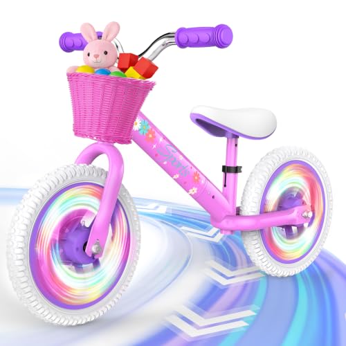 Toddler Balance Bike for 2 3 4 5 Year Old with【Light-Up Wheels】,Kids Balance Bike, Kids Bicycle for 2-5 Years Old Boy Girl Birthday Christmas Toy Gift,Adjustable Seat/Handlebar,10Min Assembly