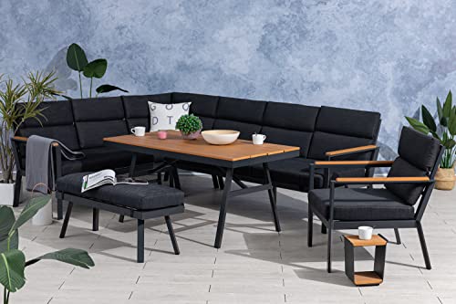 Gardissimo Hohe Dining Aluminium Lounge Nara XL Links, inklusive XL Bank, Sessel und wasserabweisender Kissen