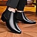 BOEGBNW Men'S Leather Chelsea Ankle Boots Fashion Side Zipper Pointed Toe Business Chukka Boots Casual Comfortable Dress Bootie (Black,12)