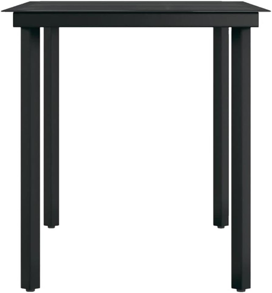 BOWERY HILL Contemporary 7-Piece Garden Dining Set, Powder-Coated Steel, Black Finish, Rectangular Table 55.1 x 27.6 x 29.1 in, Seats 6, Durable Outdoor Patio Furniture for Garden, Balcony, Terrace